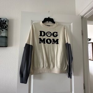Dog Mom Cream and Gray Sweatshirt